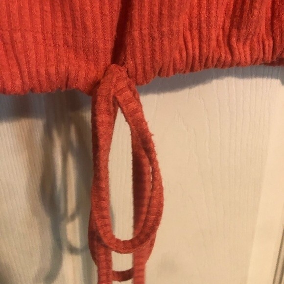 ALL FENIX Leo Sweater Terra Cotta Medium Pullover Ribbed Loungewear Drawstring - Picture 8 of 12